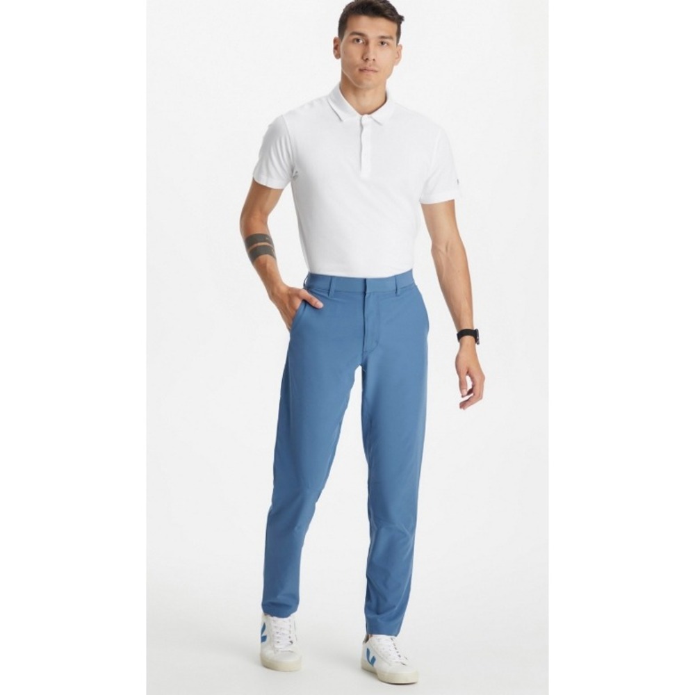 Fabletics Mens M Performance Pants Blue Tapered Golf Commuter The Only Pant